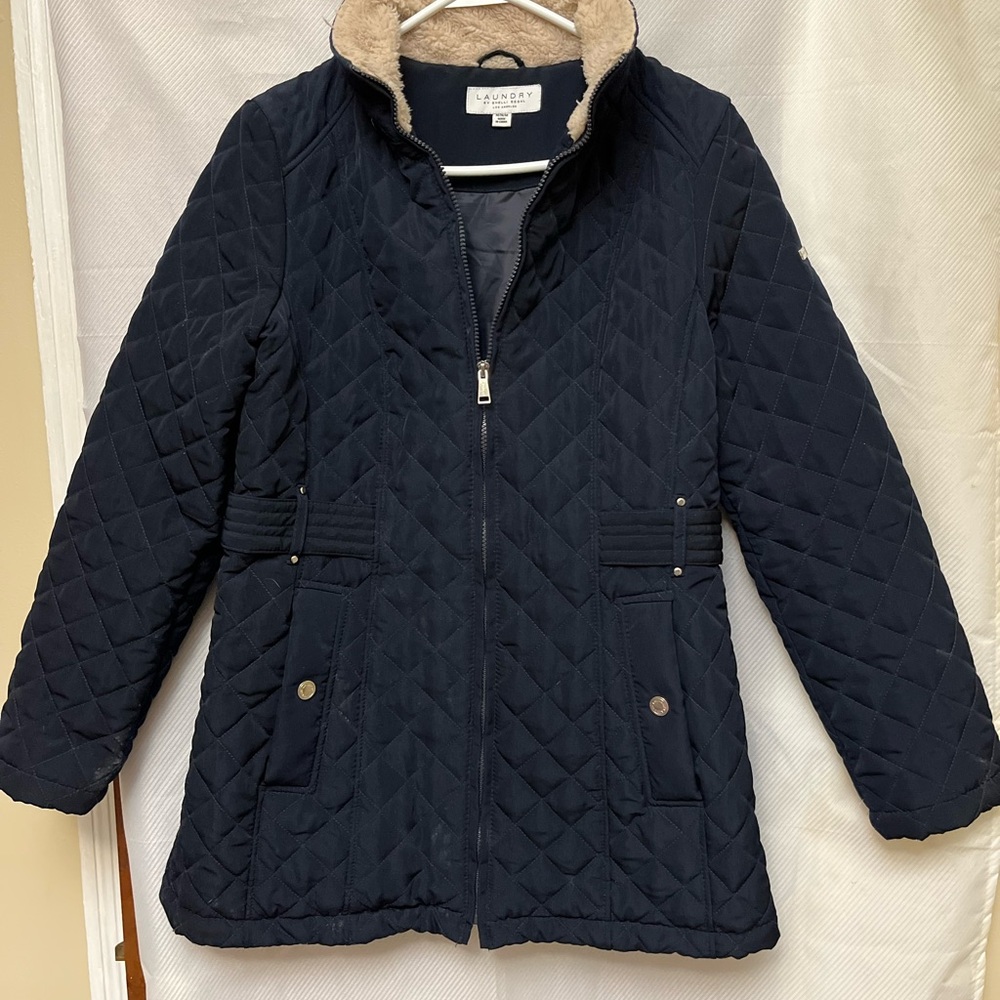 Laundry Women's Quilted Black Puffer Coat Jacket with pockets Winter Snow M